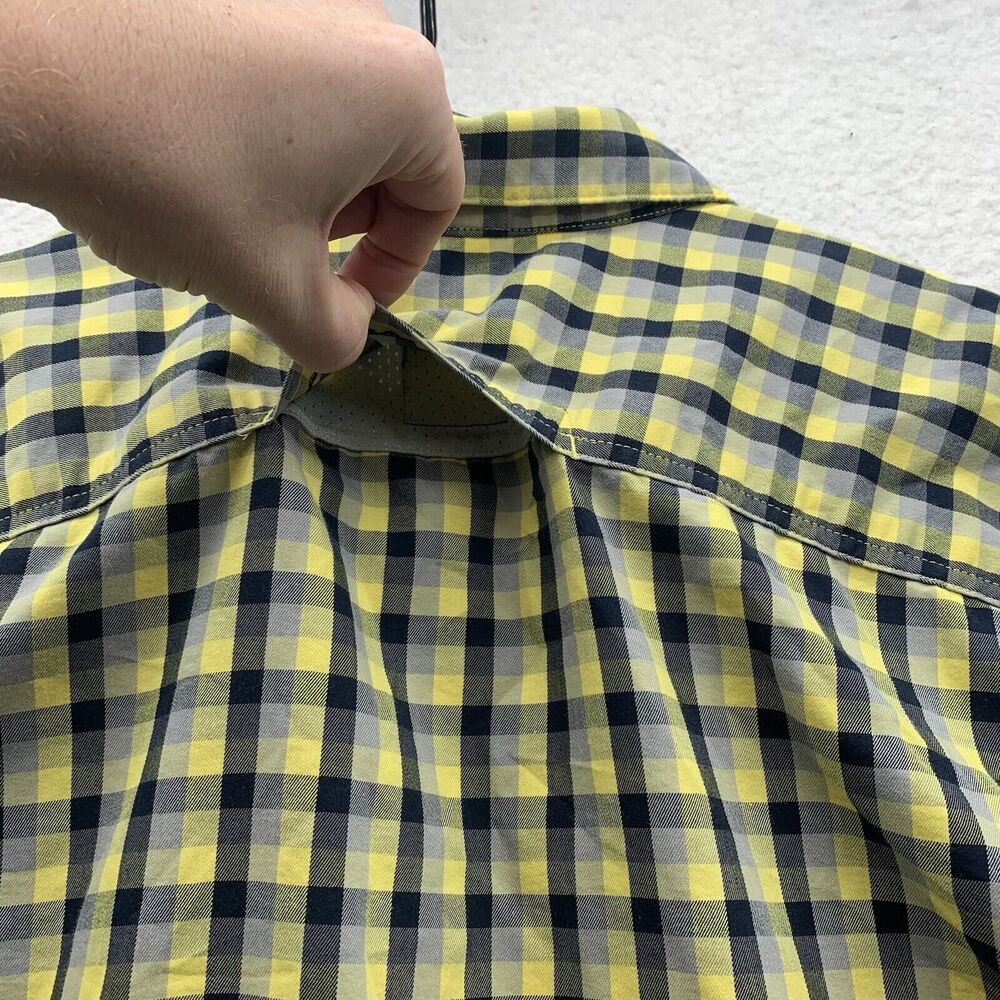 Wrangler Shirt Mens 3XL Regular Fit Metal Buttons Yellow Black‎ Gray Check Plaid - Picture 6 of 12